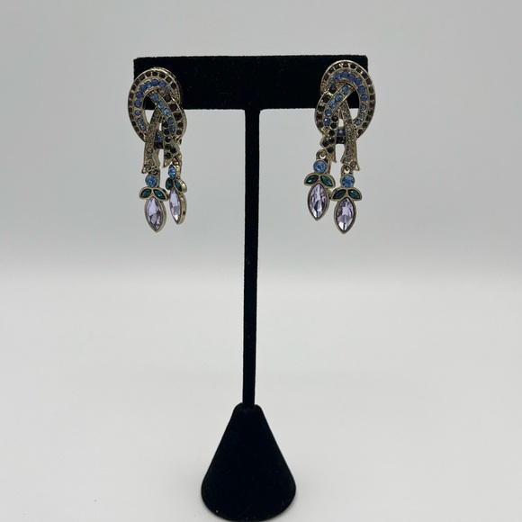 Heidi Daus Signed NWOT Crystal Pearl Peace Sign Statement Necklace & Earring Set - Picture 7 of 10